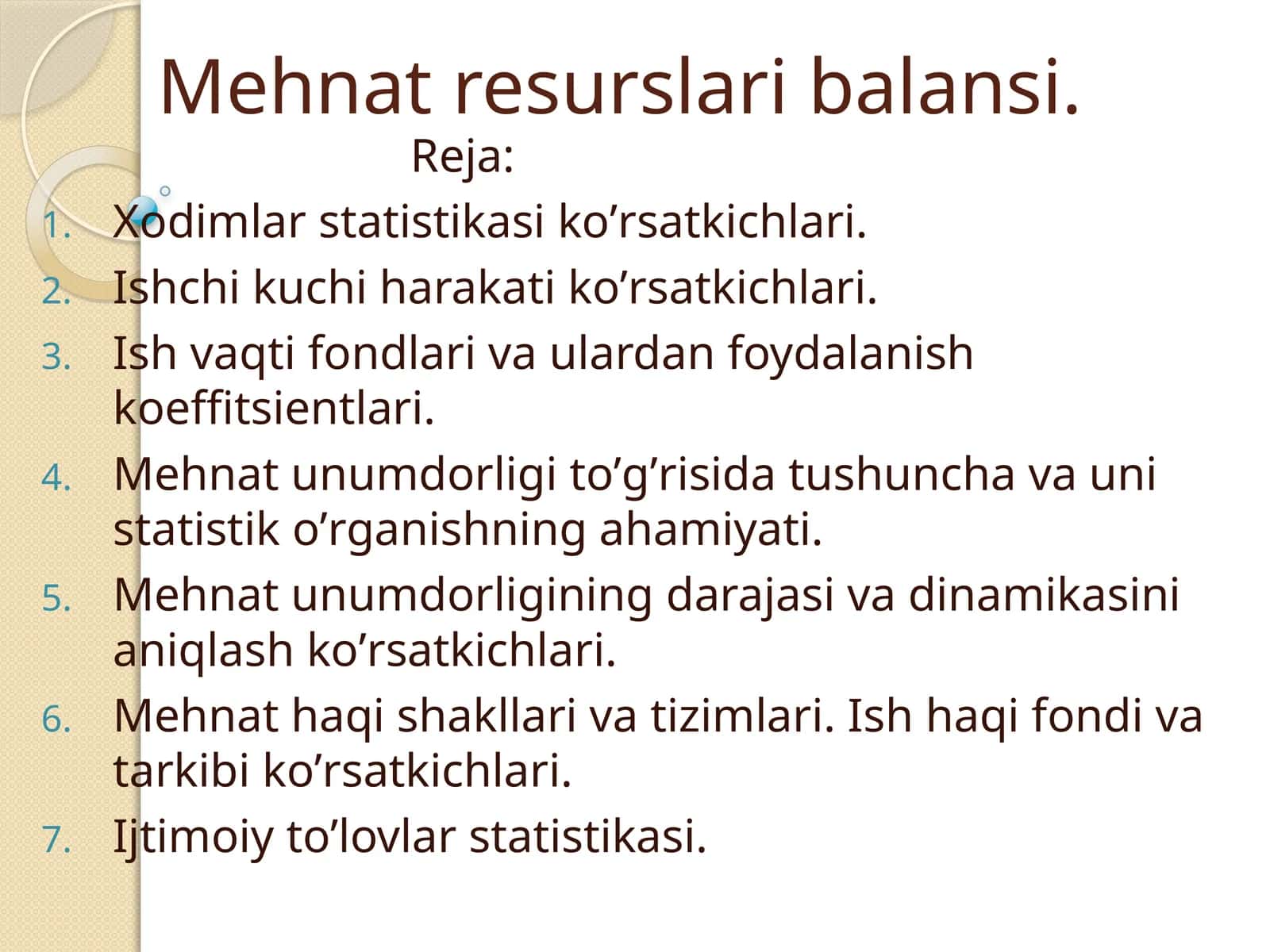 Xodimlar statistikasi koʼrsatkichlari 1