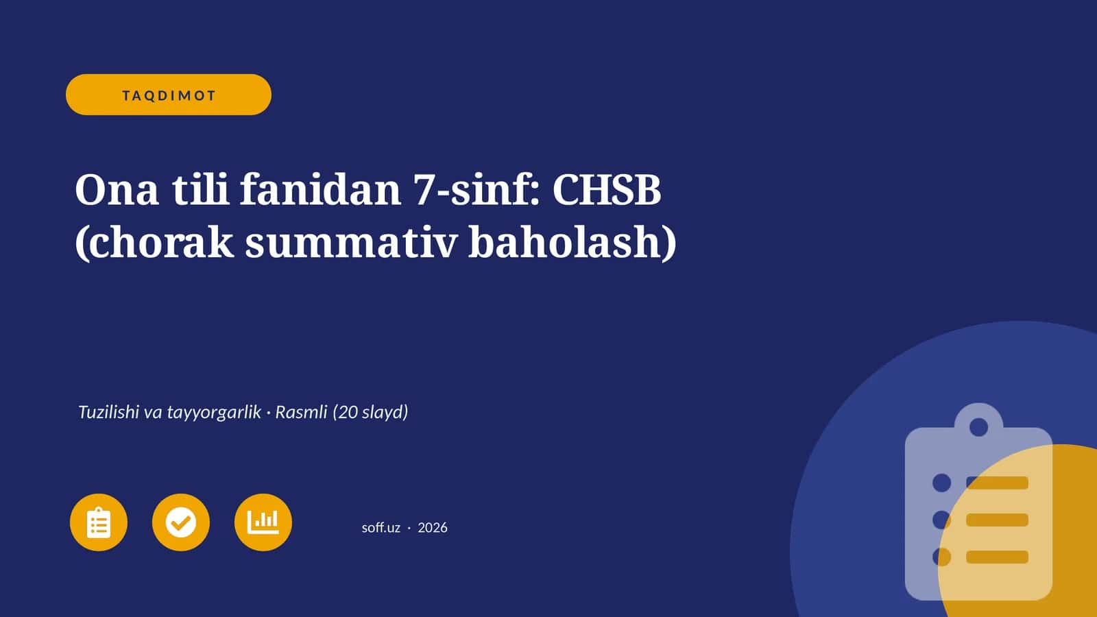 Ona tili fanidan 7-sinf: CHSB (chorak summativ baholash) 1