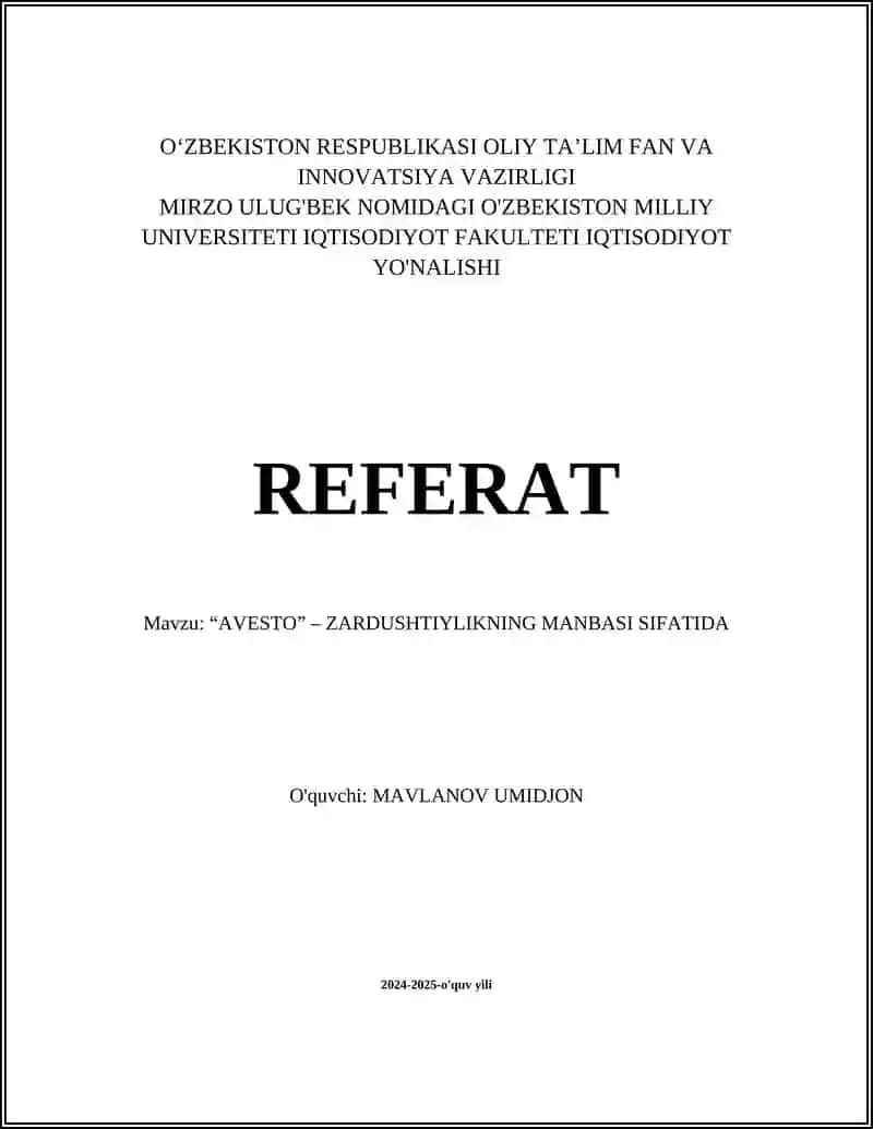 Avesto - Zardushtiylikning Manbasi Sifatida