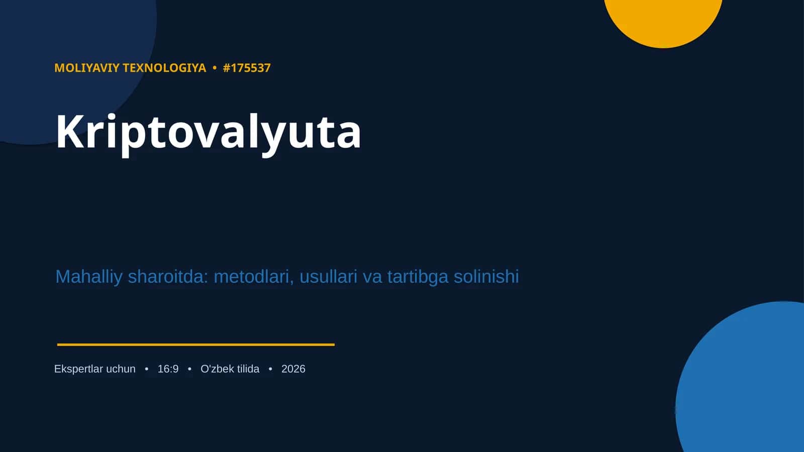 Kriptovalyuta Mahalliy sharoitda 1
