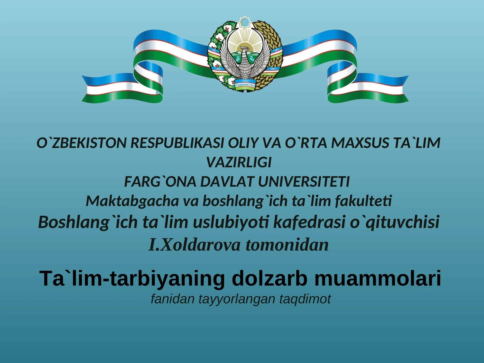 TA’LIM-TARBIYAJARAYONIDA BO‘LAJAK O‘QITUVCHILARNING MA`NAVIYATINI SHAKLLANTIRISH TEXNOLOGIYASI 1