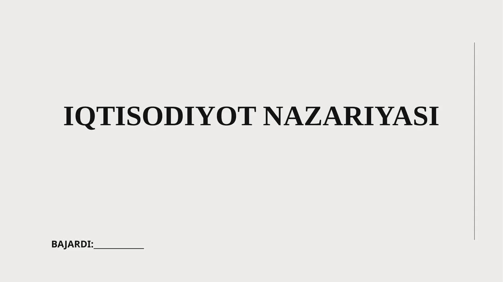 IQTISODIYOT NAZARIYASI 1