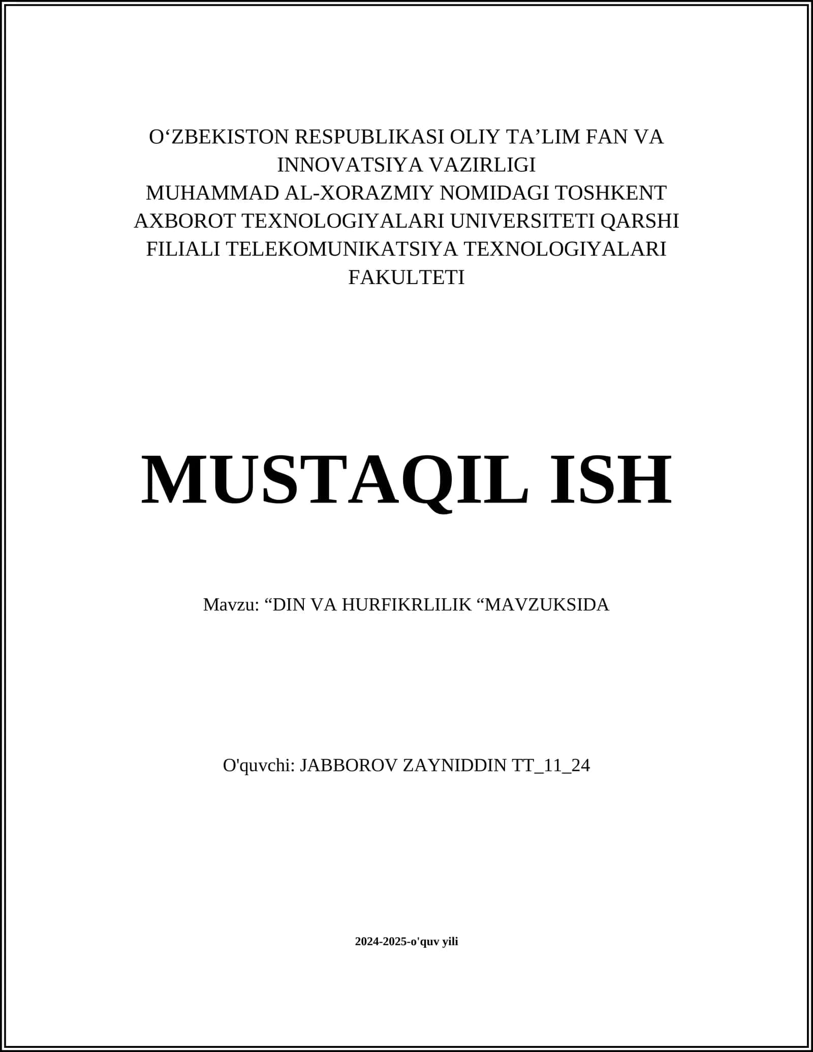 “DIN VA HURFIKRLILIK” 1