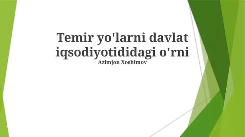 Temir yo'larni davlat iqsodiyotididagi o'rni 1