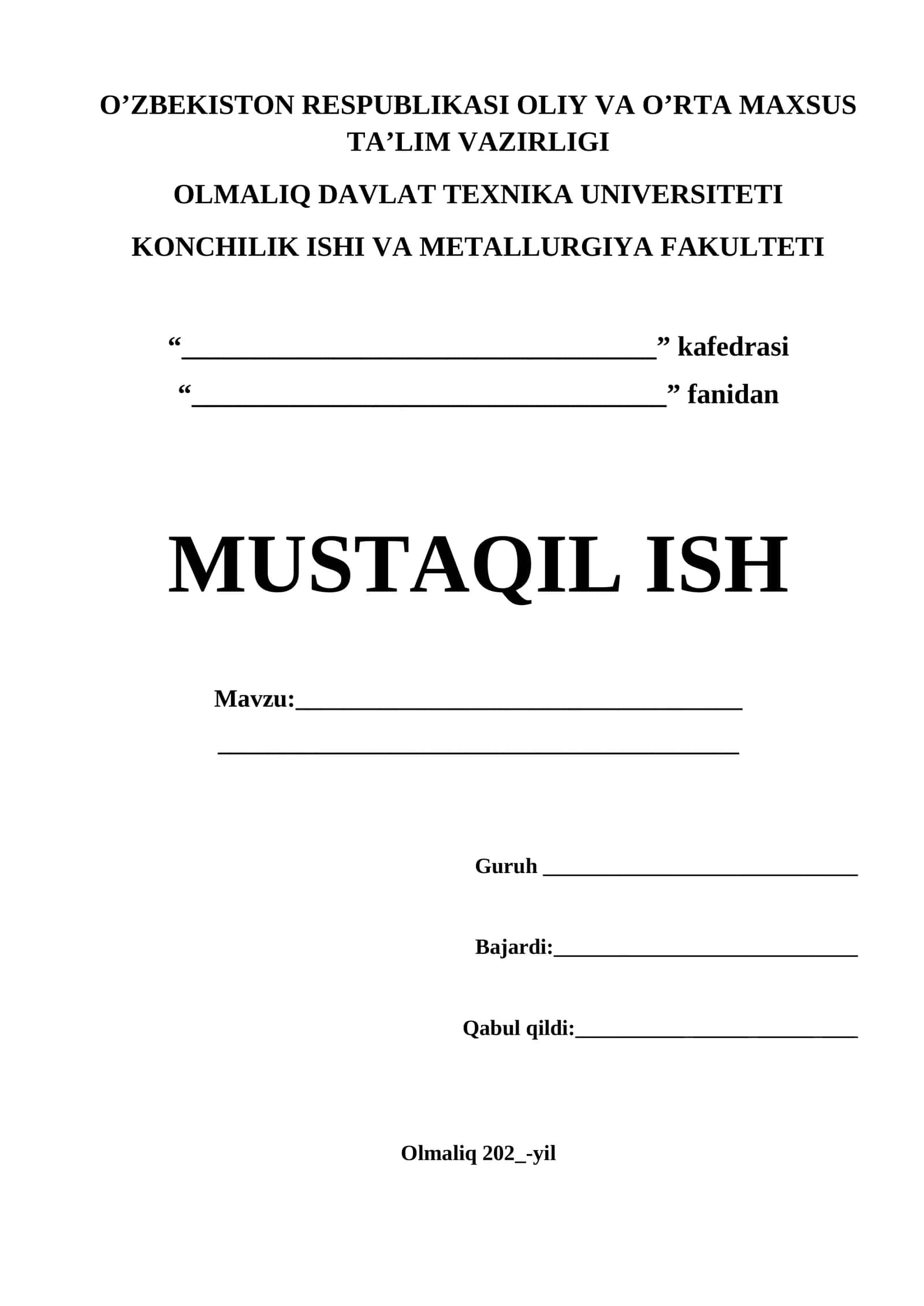 MUSTAQIL ISH 1