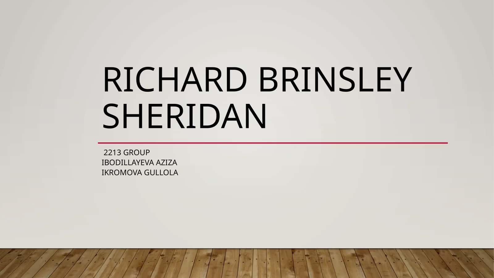 Richard Brinsley Sheridan 1