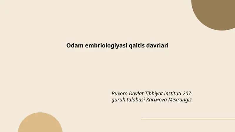Odam embriologiyasi qaltis davrlari 1