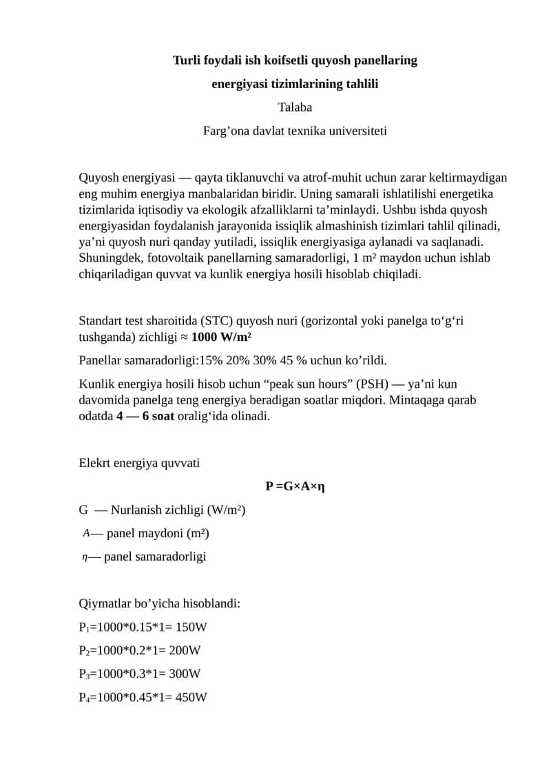 Quyosh Panellari 1