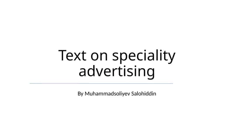 Text on speciality advertising 1