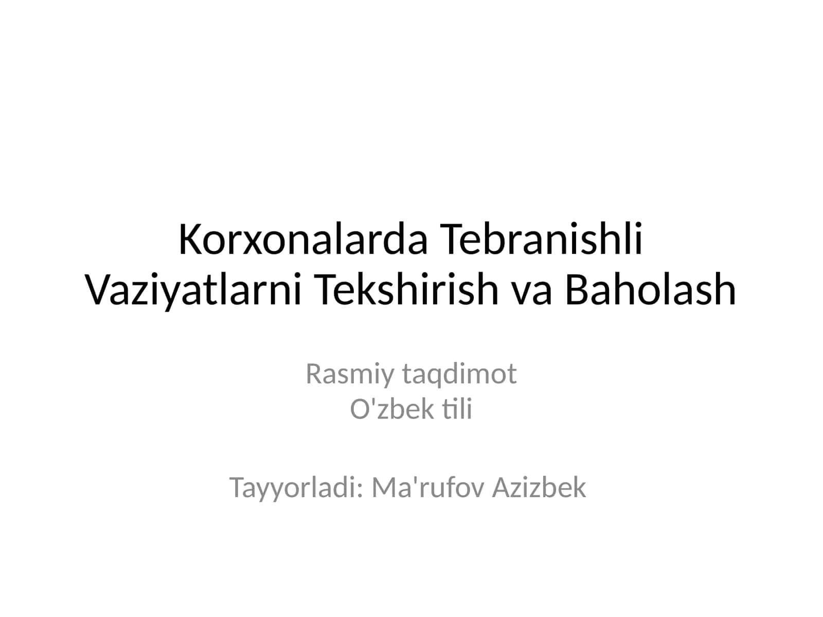 Korxonalarda Tebranishli Vaziyatlarni Tekshirish va Baholash 1