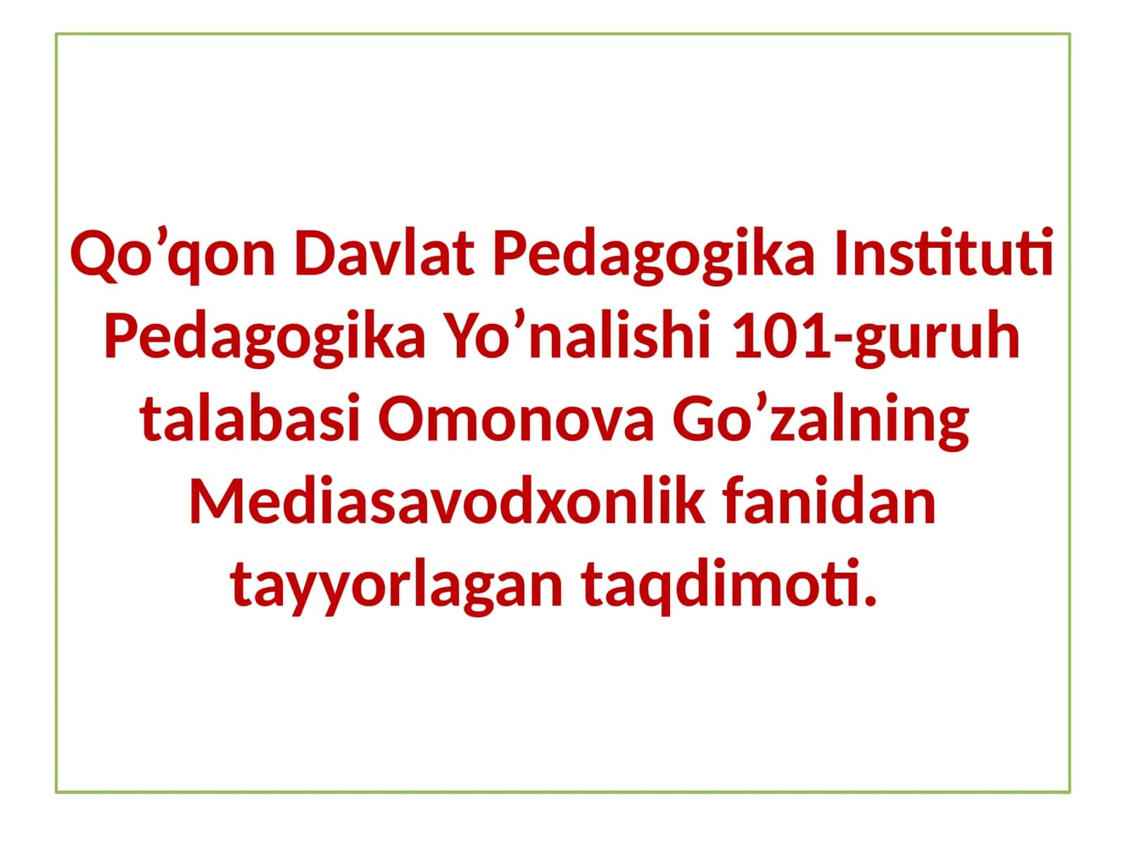 Mediasavodxonlik fanidan tayyorlangan taqdimoti 1