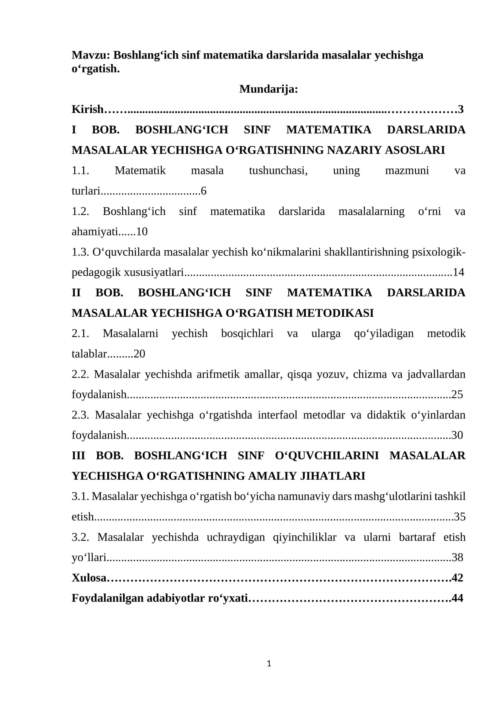 Boshlang‘ich sinf matematika darslarida masalalar yechishga o‘rgatish 1