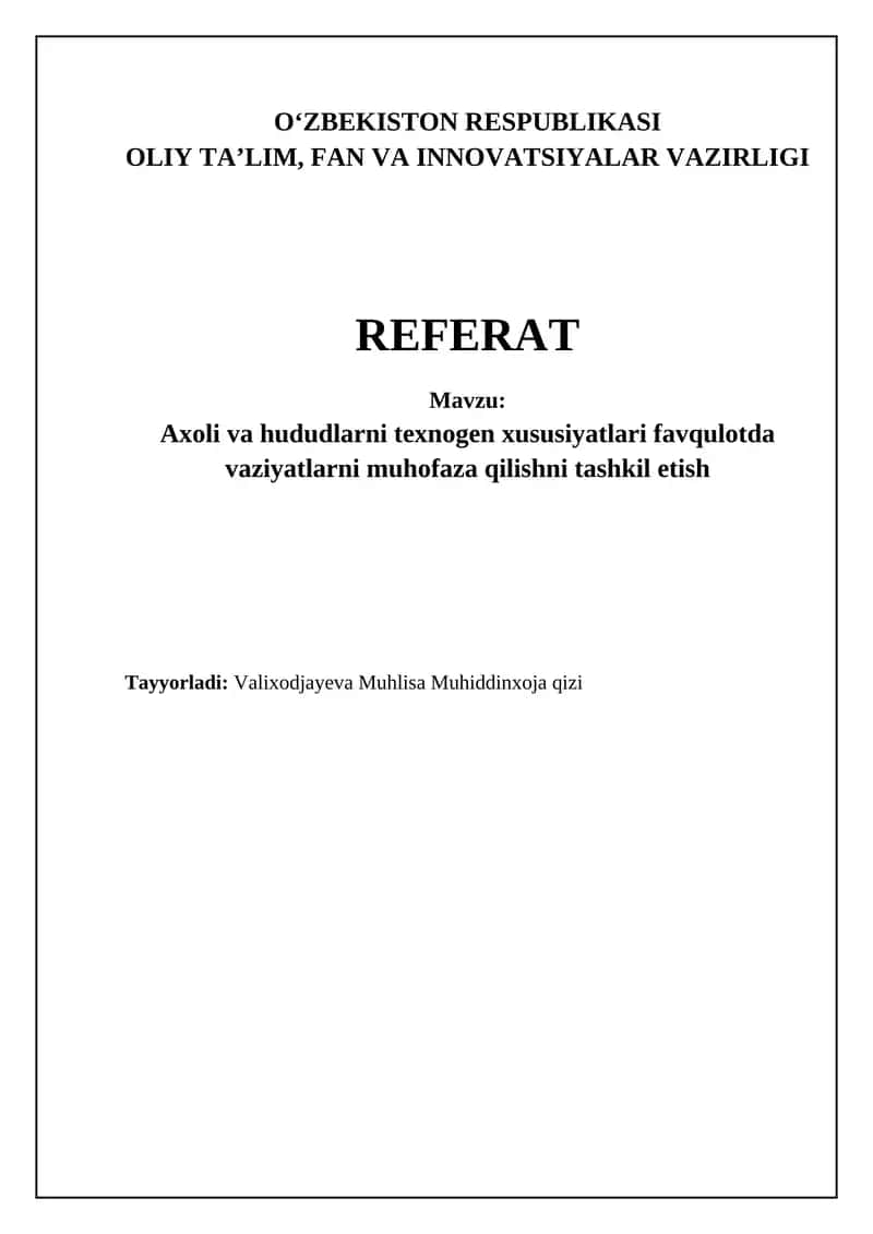 Axoli va hududlarni texnogen xususiyatlari 1