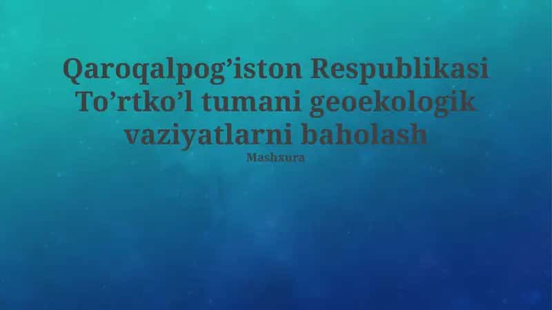 Toʼrtkoʼl tumani geoekologik vaziyatlarni baholash 1