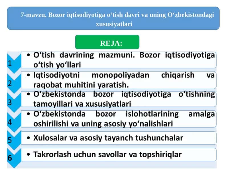 Bozor iqtisodiyotiga o‘tish davri va uning O‘zbekistondagi xususiyatlari 1