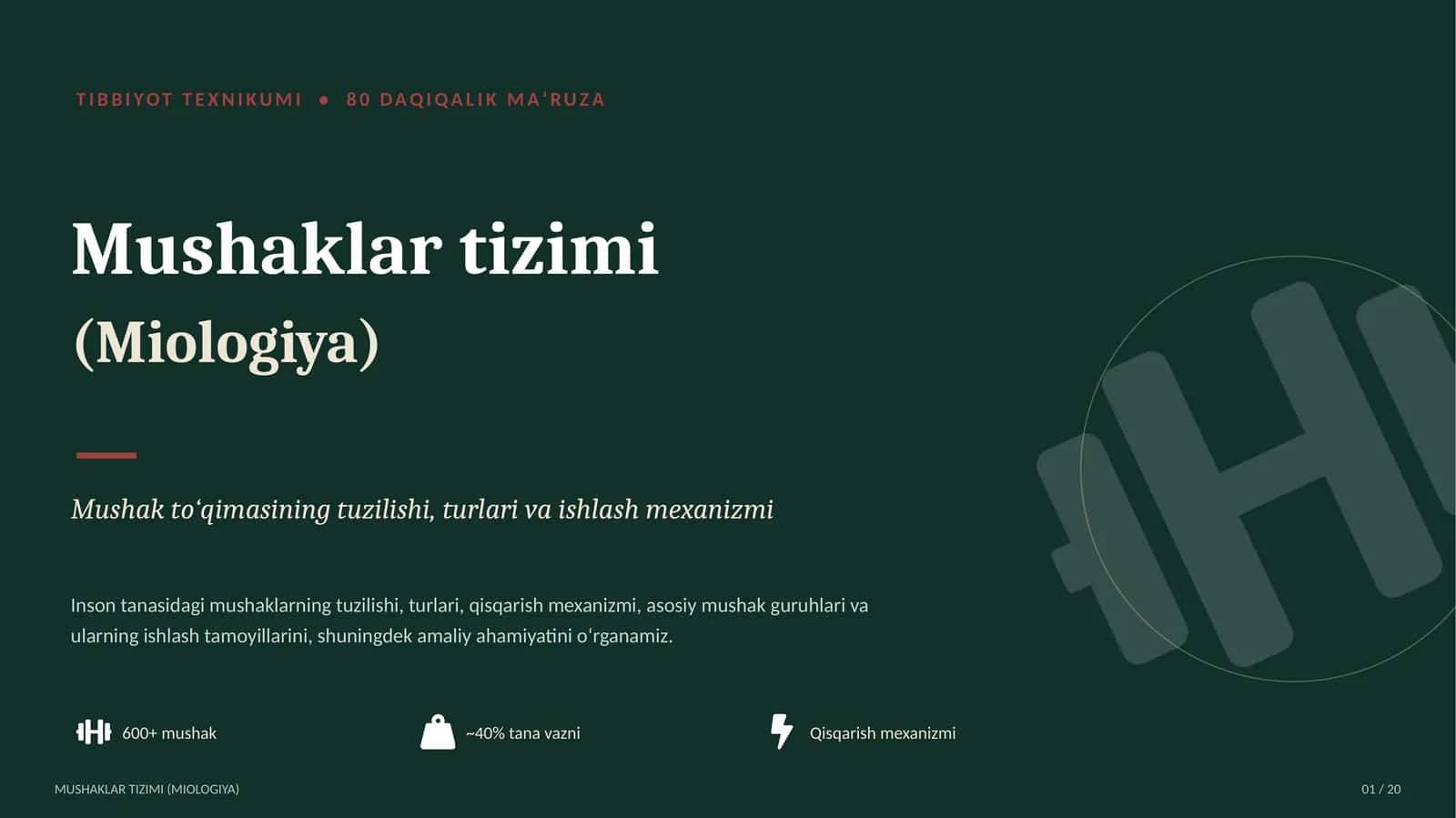 Mushaklar tizimi (Miologiya) 1