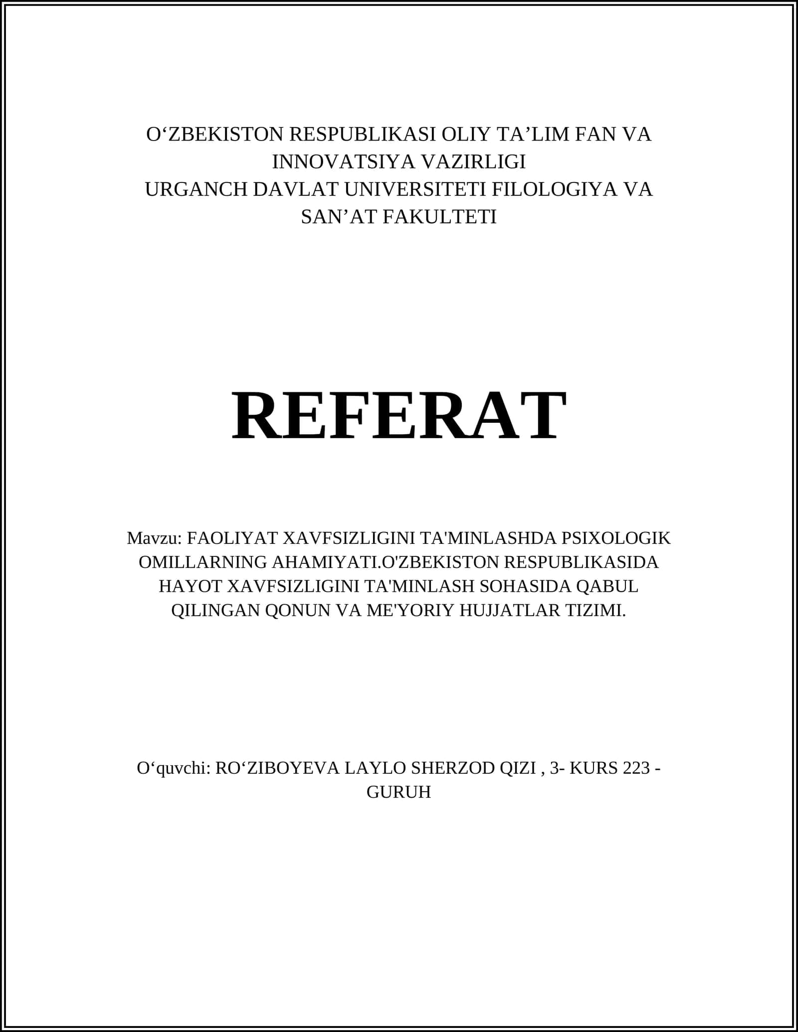 FAOLIYAT XAVFSIZLIGINI TA'MINLASHDA PSIXOLOGIK OMILLARNING AHAMIYATI 1