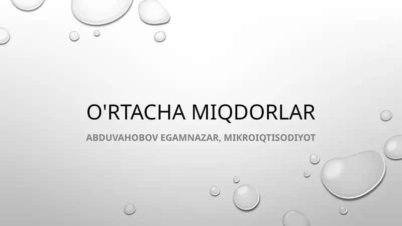 O'rtachamiqdorlar 1