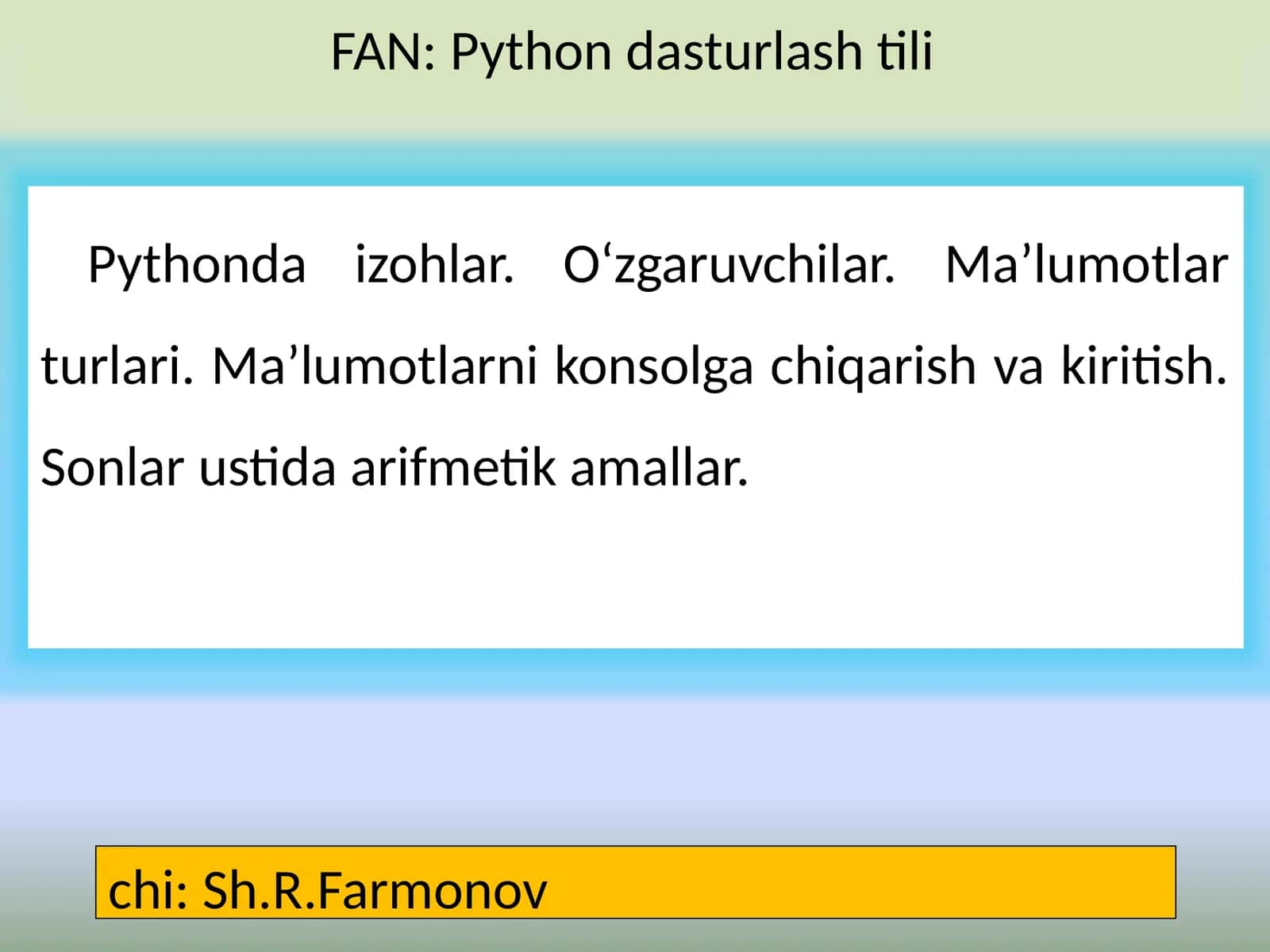 Pythonda izohlar 1