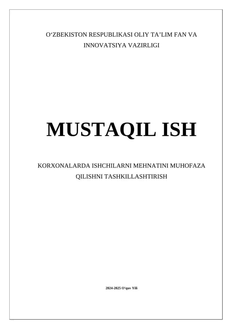 Mehnat Muhofazasi Korxonalarda 1