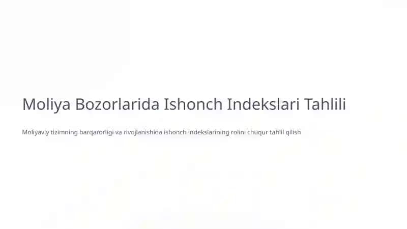 Moliya Bozorlarida Ishonch Indekslari Tahlili