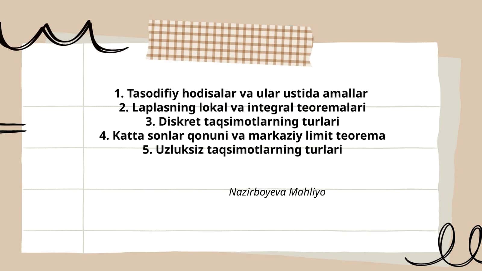 Tasodifiy hodisalar va ular ustida amallar 1