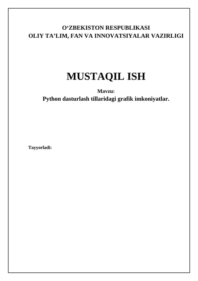 Python dasturlash tillaridagi grafik imkoniyatlar 1