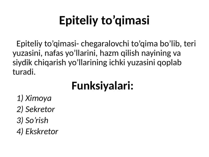 Epiteliy to’qimasi 1