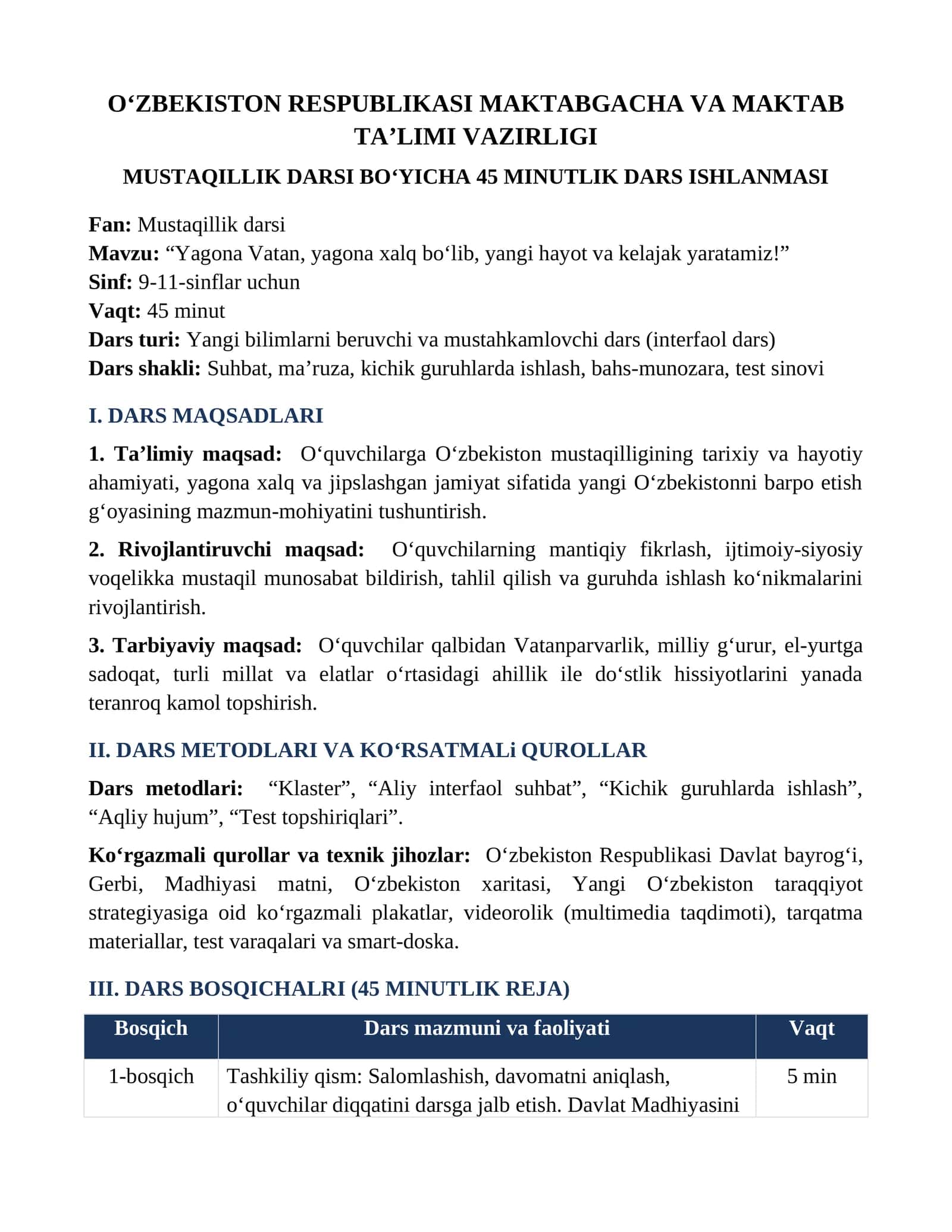 yagona vatan yagona xalq bolib yangi hayot va kelajak yaratamiz 1