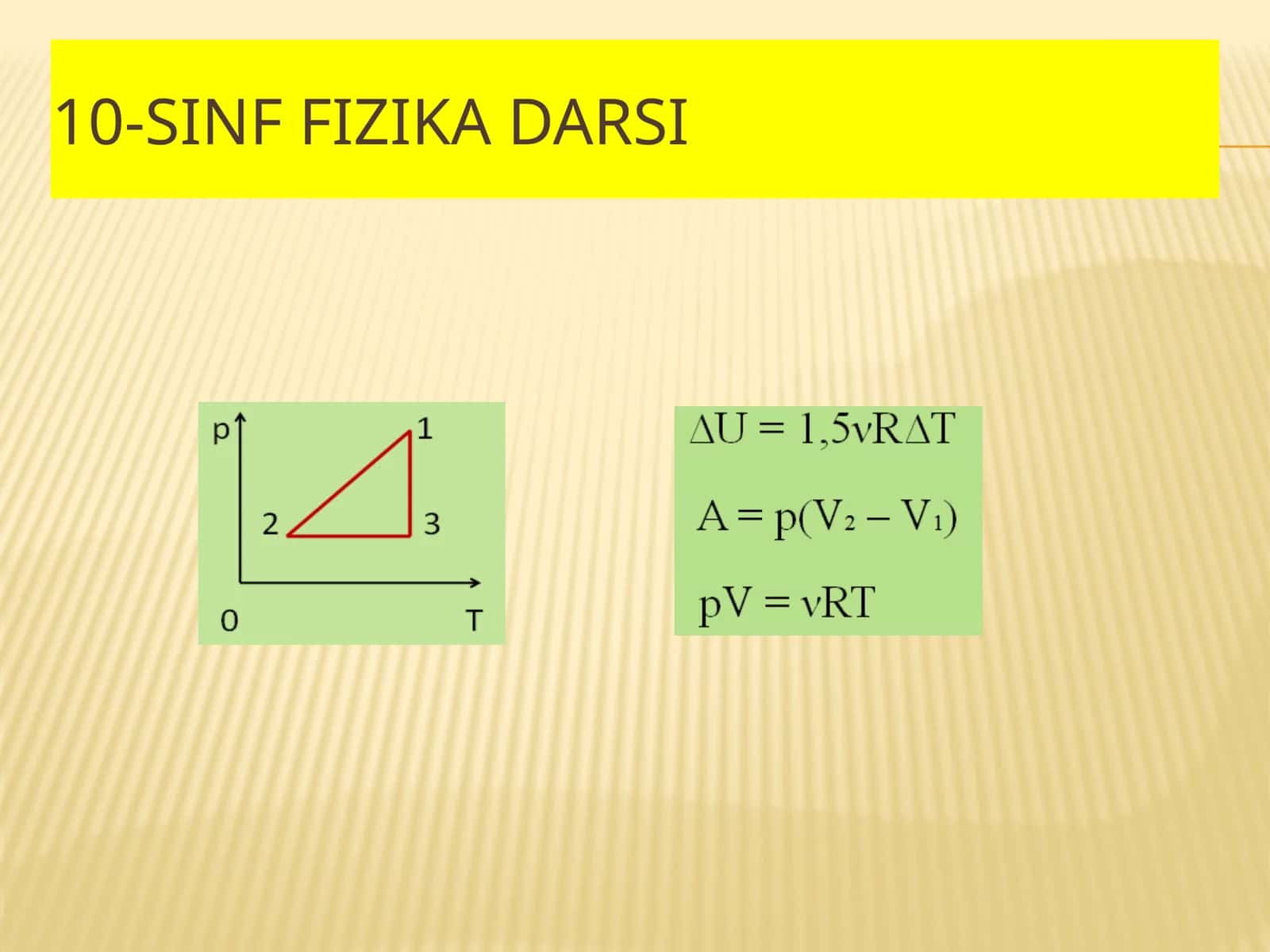 Fizika - Ichki energiya va gazning ishi masalalari (10-sinf) 1