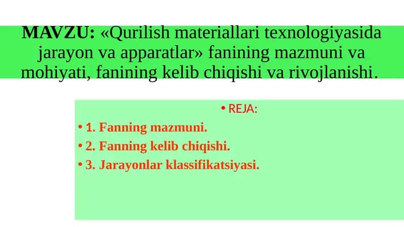 Kimyoviy texnologiya asosiy jarayon va qurilmalari 1