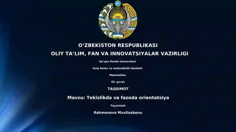 Tekislikda va fazoda orientatsiya 1
