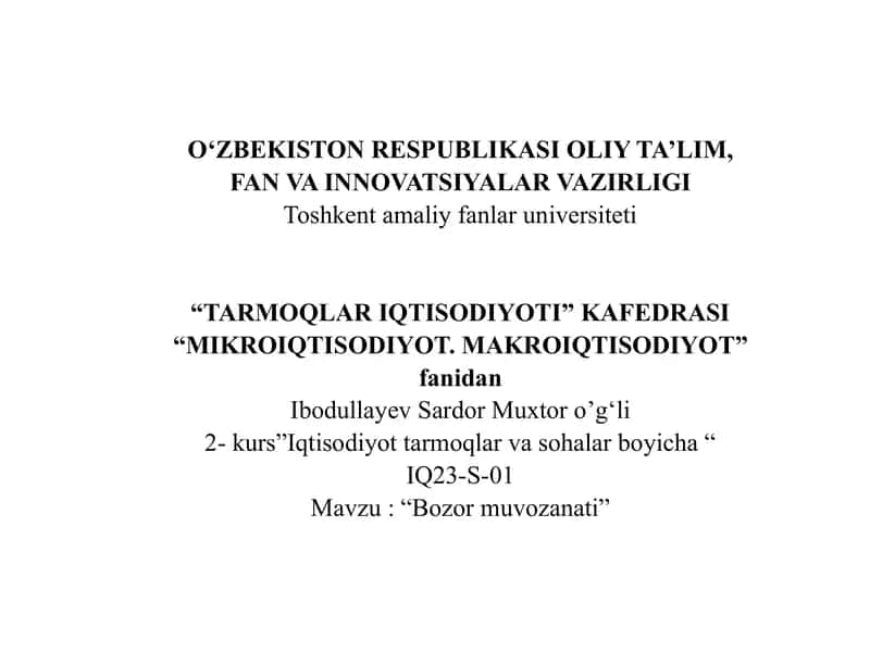 Bozor muvozanati 1