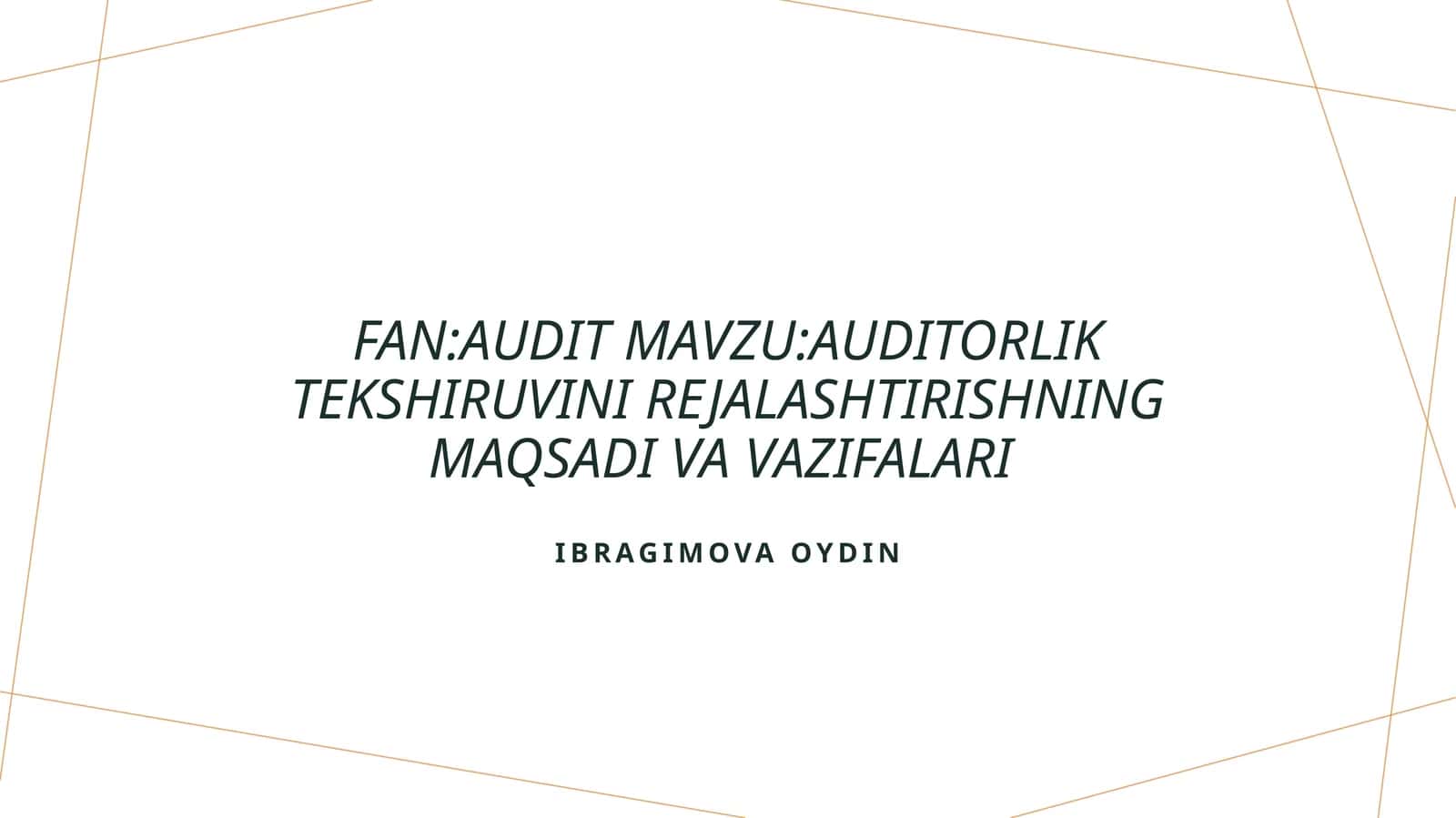 Auditorlik tekshiruvini rejalashtirish maqsadi va vazifalari 1