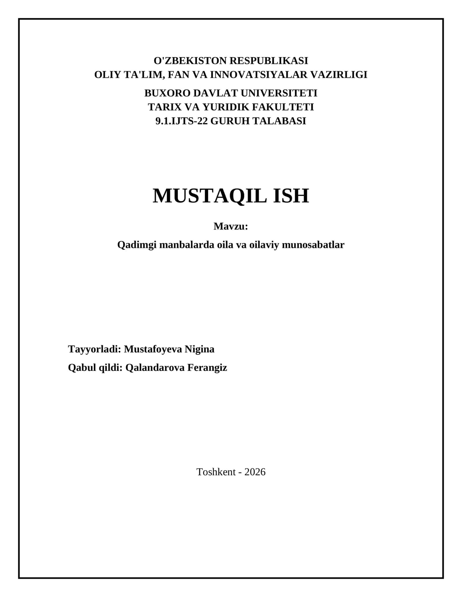 Qadimgi manbalarda oila va oilaviy munosabatlar 1