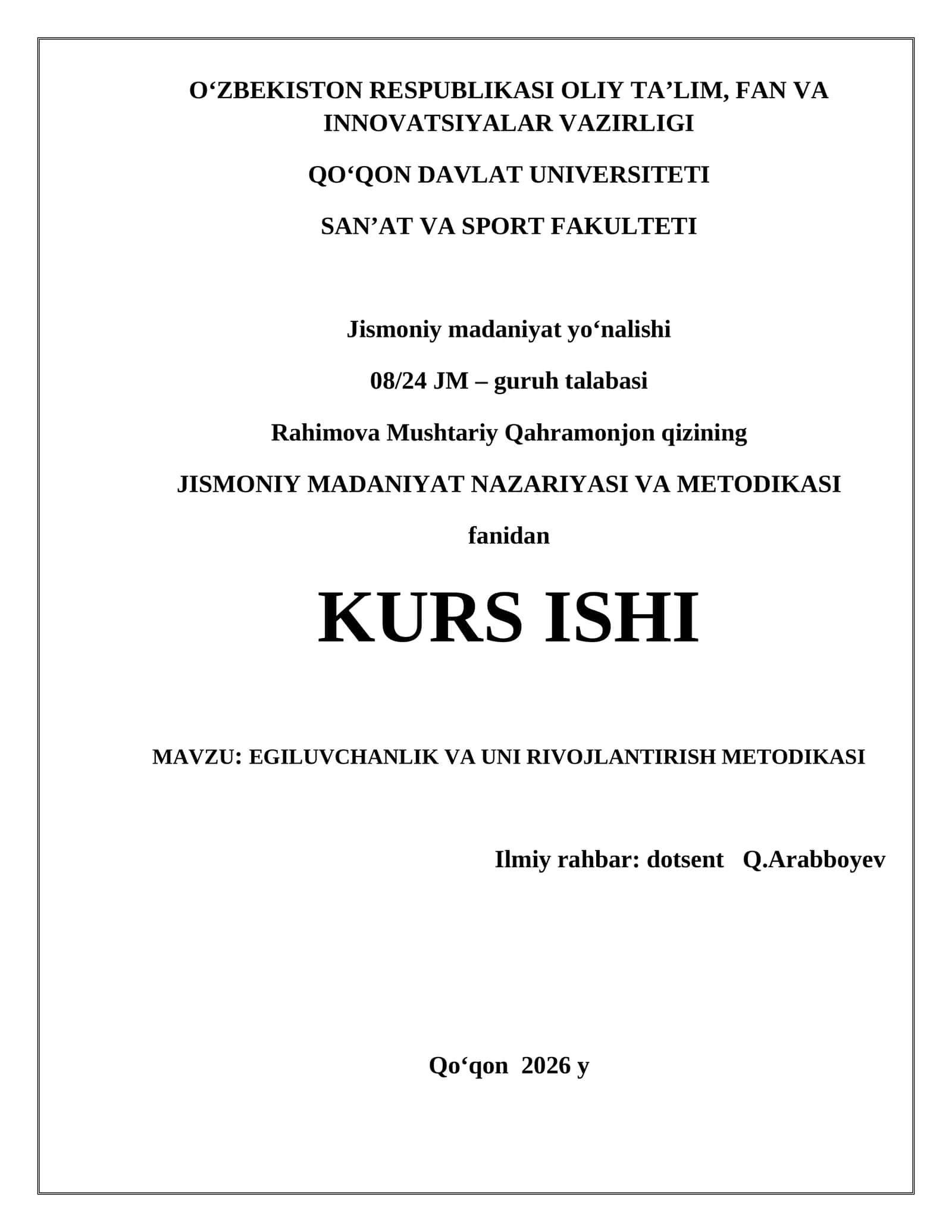 JISMONIY MADANIYAT NAZARIYASI VA METODIKASI 1