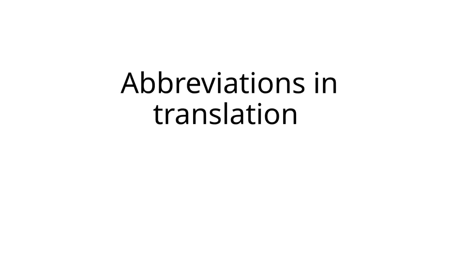 Abbreviations in translation 1