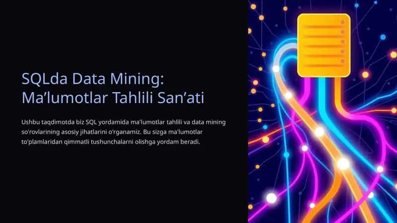 SQLda Data Mining: Maʼlumotlar Tahlili Sanʼati 1