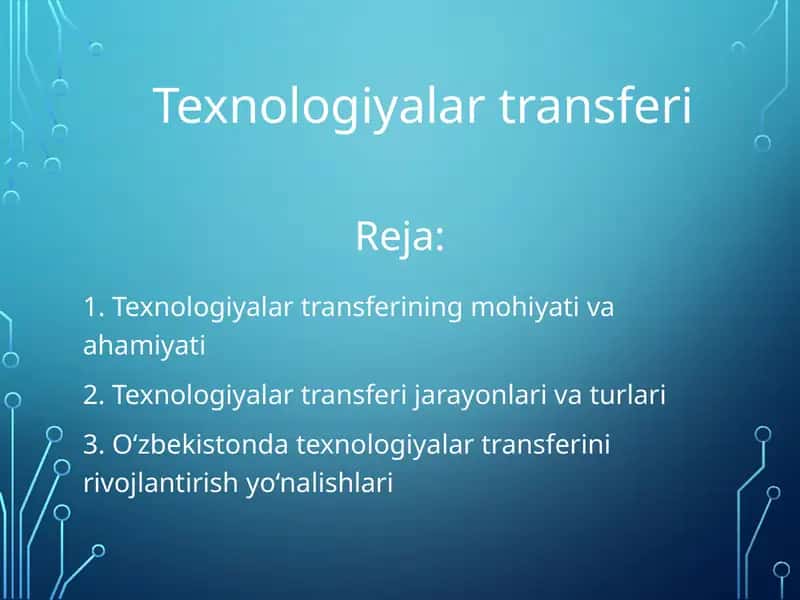 Texnologiyalar transferi 1