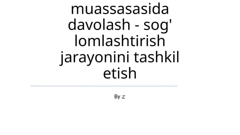 Maxsus maktabgacha ta'lim muassasasida davolash - sog' lomlashtirish jarayonini tashkil etish 1