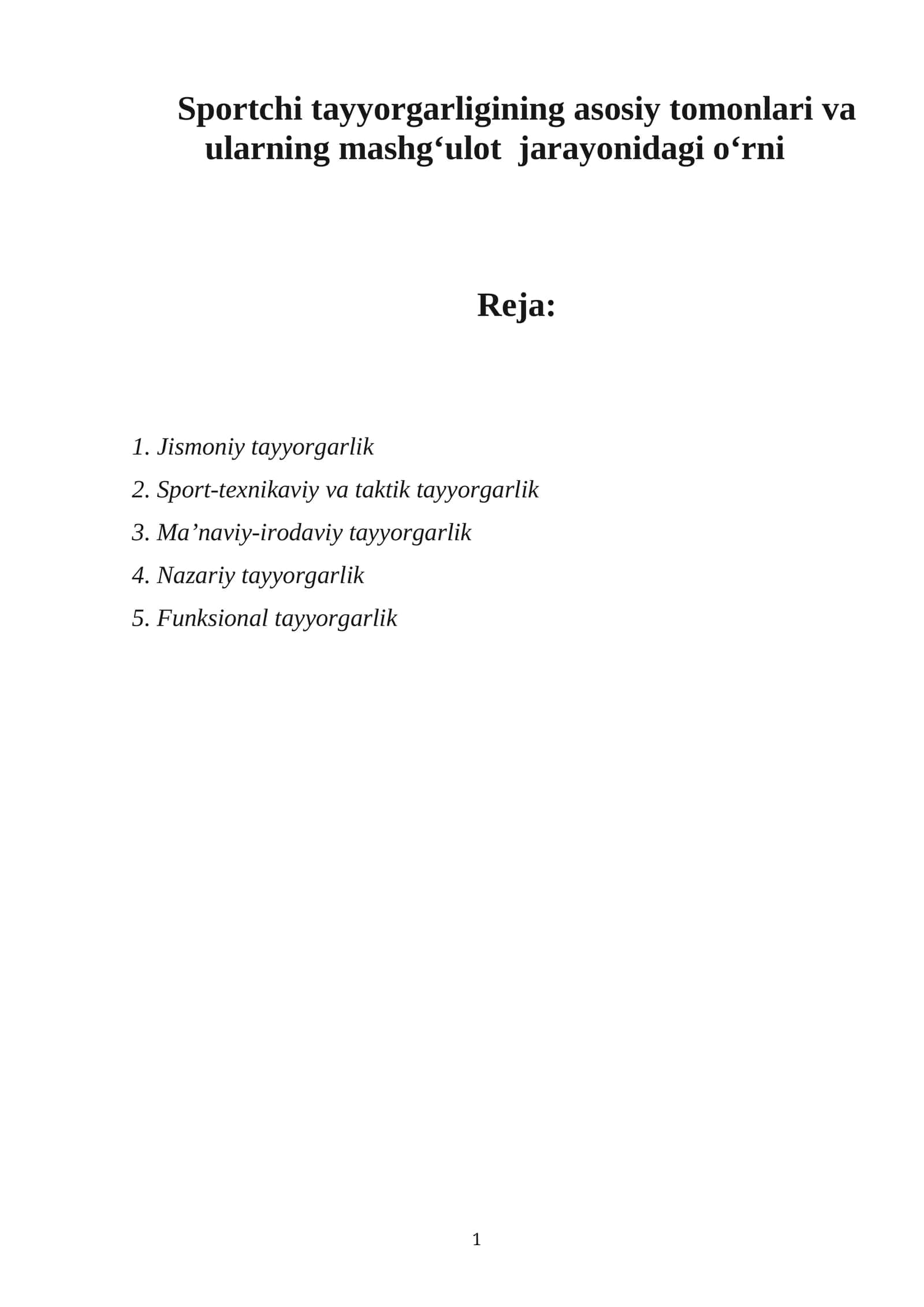 Jismoniy tayyorgarlik 1