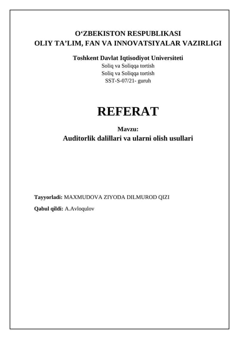 Auditorlik Dalillari: Asoslar va Turlari 1