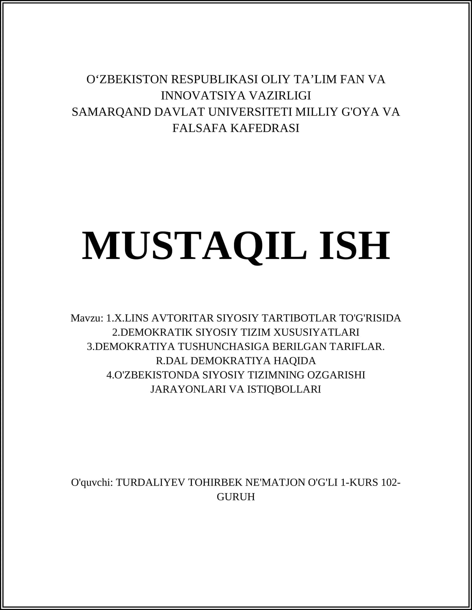AVTORITAR SIYOSIY TARTIBOTNING ASOSIY BELGILARI 1