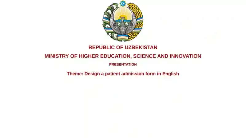 Patient Admission Form Design