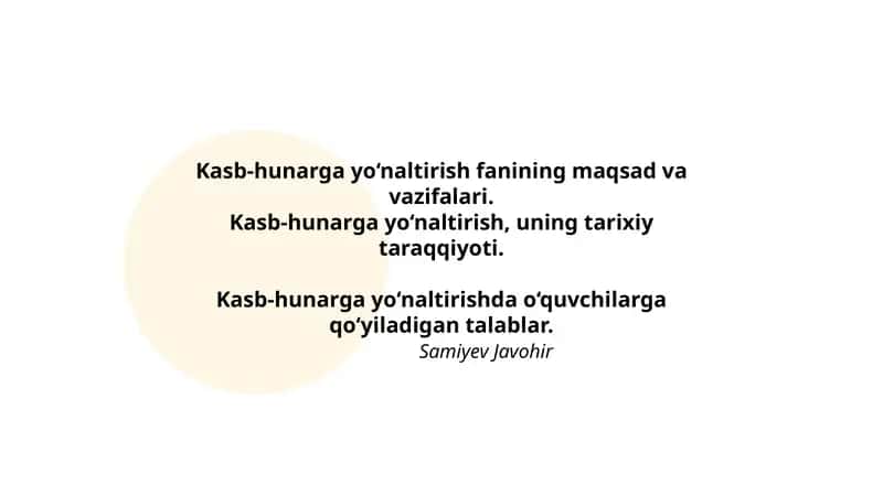 Kasb-hunarga yo‘naltirish fanining maqsad va vazifalari 1