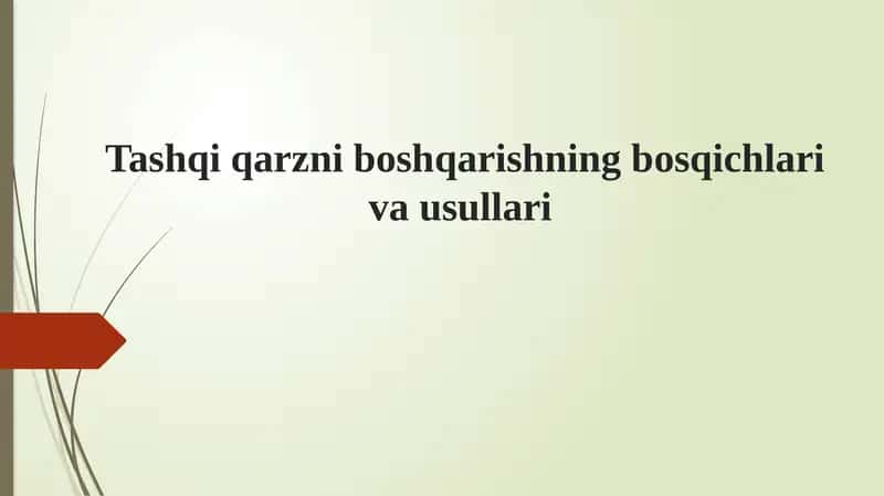Tashqi qarzni boshqarishning bosqichlari va usullari 1