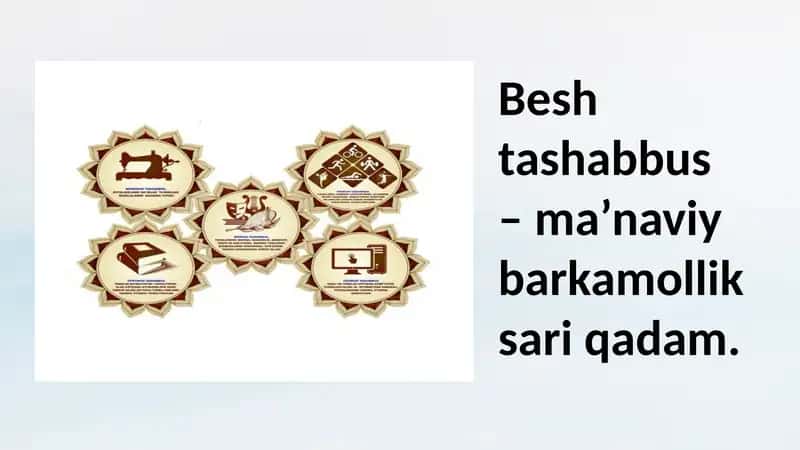 Besh tashabbus – ma’naviy barkamollik sari qadam. 1