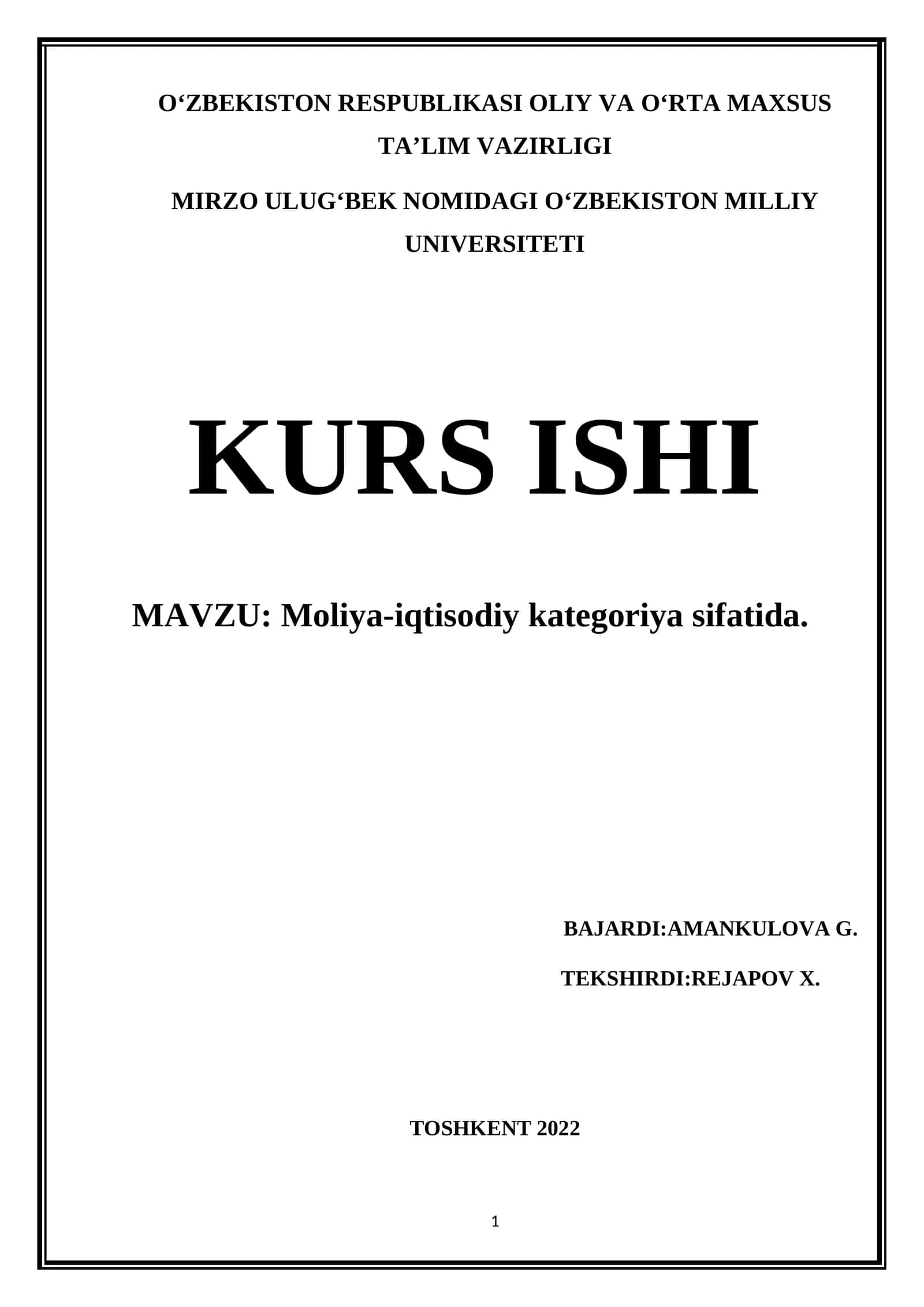 Moliya-iqtisodiy kategoriya sifatida 1