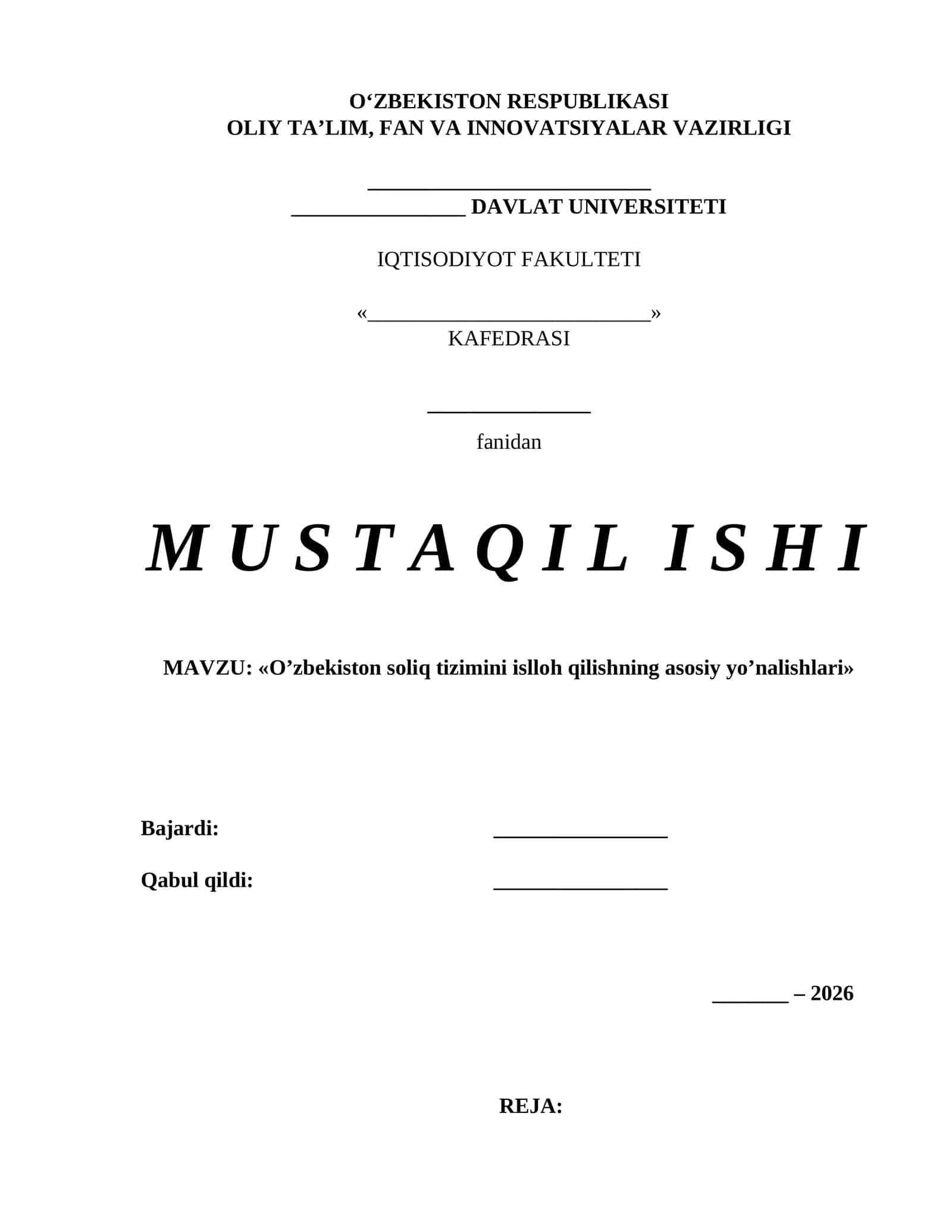 O’zbekiston soliq tizimini islloh qilishning asosiy yo’nalishlari 1