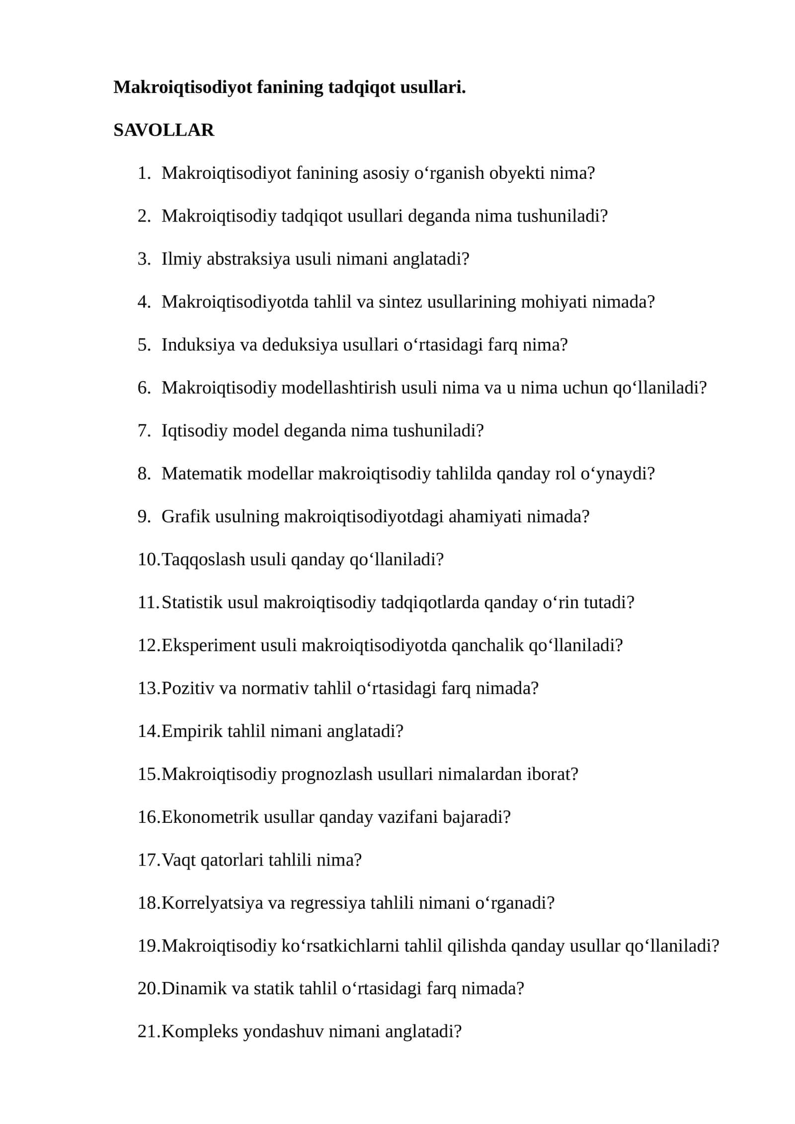 Makroiqtisodiyot fanining tadqiqot usullari 1